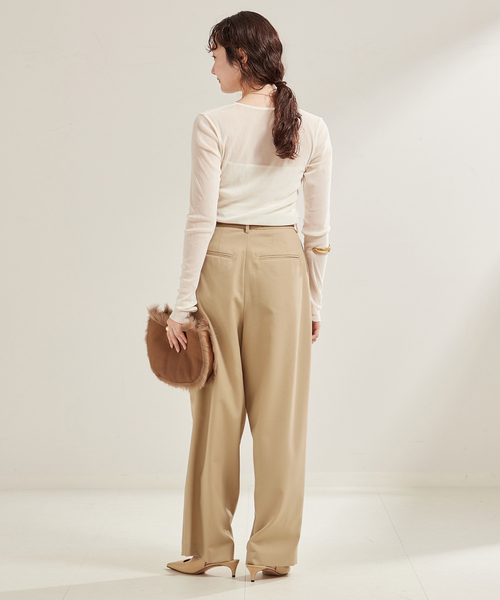 プラージュ　パンツ　ワイド plage スラックス パンツ THREE TUCK ワイド レディース