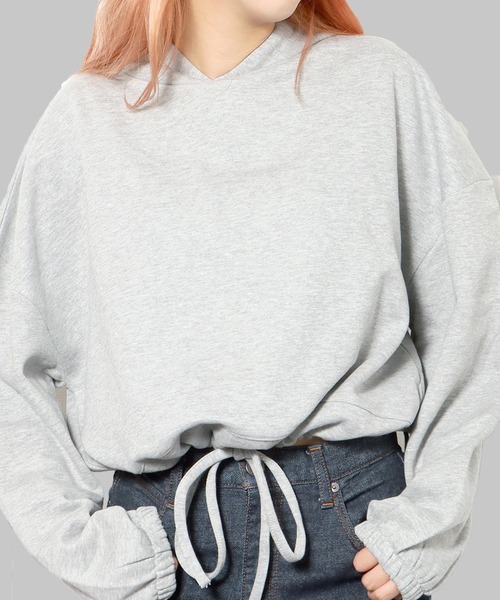 ROOPTOKYO(ループトウキョウ)の「TRI DRI/トリドリ LADIES CROPPED MARIA クロップドパーカー ショート丈 Y2K オーバーサイズ フーディー スウェット トレーナー(パーカー・レディース・ブラック/ヘザーグレー・XS)」の2枚目の写真