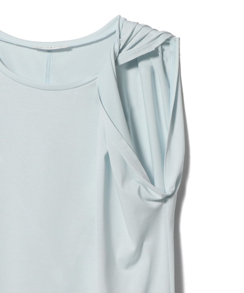 ESTNATION（エストネーション）の「ESTNATION / ハイゲージショルダーツイストトップス（Tシャツ/カットソー・レディース・ブラウン/ライトブルー/ホワイト・FREE）」の6枚目の写真