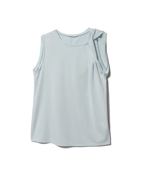 ESTNATION（エストネーション）の「ESTNATION / ハイゲージショルダーツイストトップス（Tシャツ/カットソー・レディース・ブラウン/ライトブルー/ホワイト・FREE）」の10枚目の写真