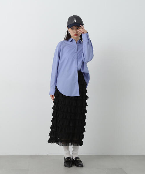 N.（N. Natural Beauty Basic）（エヌエヌナチュラルビューティーベーシック）の「◆ダンダンフリルスカート（スカート・レディース・ブラック/クリーム・MEDIUM）」の9枚目の写真