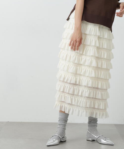 N.（N. Natural Beauty Basic）（エヌエヌナチュラルビューティーベーシック）の「◆ダンダンフリルスカート（スカート・レディース・ブラック/クリーム・MEDIUM）」の11枚目の写真