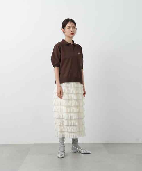 N.（N. Natural Beauty Basic）（エヌエヌナチュラルビューティーベーシック）の「◆ダンダンフリルスカート（スカート・レディース・ブラック/クリーム・MEDIUM）」の14枚目の写真