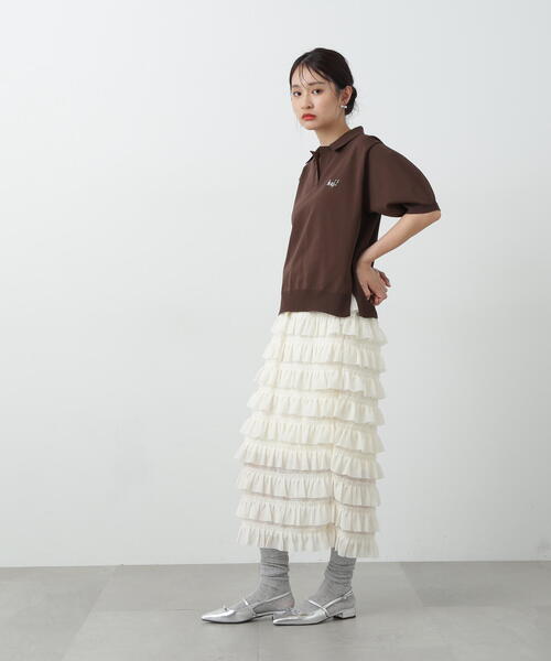 N.（N. Natural Beauty Basic）（エヌエヌナチュラルビューティーベーシック）の「◆ダンダンフリルスカート（スカート・レディース・ブラック/クリーム・MEDIUM）」の16枚目の写真