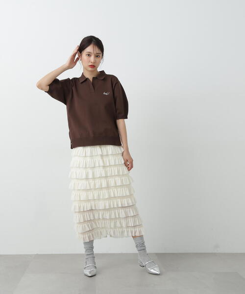 N.（N. Natural Beauty Basic）（エヌエヌナチュラルビューティーベーシック）の「◆ダンダンフリルスカート（スカート・レディース・ブラック/クリーム・MEDIUM）」の17枚目の写真