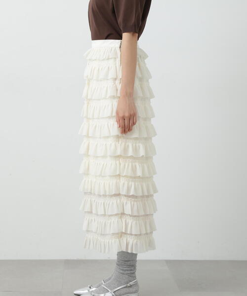 N.（N. Natural Beauty Basic）（エヌエヌナチュラルビューティーベーシック）の「◆ダンダンフリルスカート（スカート・レディース・ブラック/クリーム・MEDIUM）」の20枚目の写真