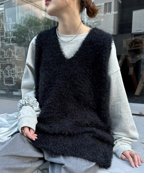 CIAOPANIC TYPY（チャオパニックティピー）の「【リバイバル/WEB限定】ミックスフェザーヤーンオーバーニットベスト（ベスト・レディース・ライトグレー/オフホワイト/グレー/ブラック・ONE SIZE）」の17枚目の写真