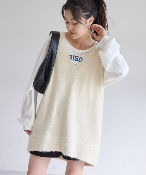 CIAOPANIC TYPY（チャオパニックティピー）の「【リバイバル/WEB限定】ミックスフェザーヤーンオーバーニットベスト（ベスト・レディース・ライトグレー/オフホワイト/グレー/ブラック・ONE SIZE）」の8枚目の写真