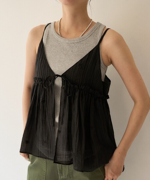 FREAK'S STORE（フリークスストア）の「ワッシャーハート刺繍 キャミビスチェ（キャミソール・レディース・ピンク/ブラック/オフホワイト・ﾌﾘ-）」の14枚目の写真