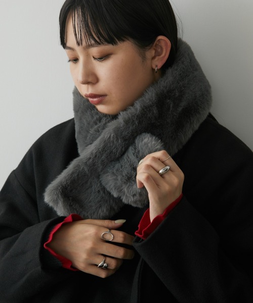 Aunt Marie's（アントマリーズ）の「ミニファーティペット/スヌード（ネックウォーマー/スヌード・レディース・チャコールグレー/モカ/ベージュ・FREE）」の3枚目の写真