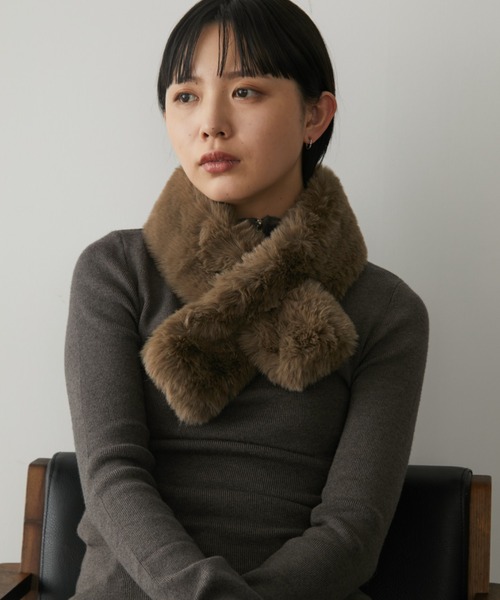 Aunt Marie's（アントマリーズ）の「ミニファーティペット/スヌード（ネックウォーマー/スヌード・レディース・チャコールグレー/モカ/ベージュ・FREE）」の12枚目の写真