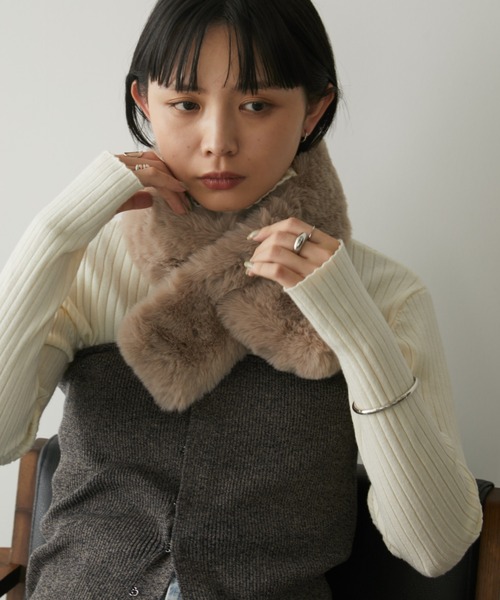 Aunt Marie's（アントマリーズ）の「ミニファーティペット/スヌード（ネックウォーマー/スヌード・レディース・チャコールグレー/モカ/ベージュ・FREE）」の19枚目の写真