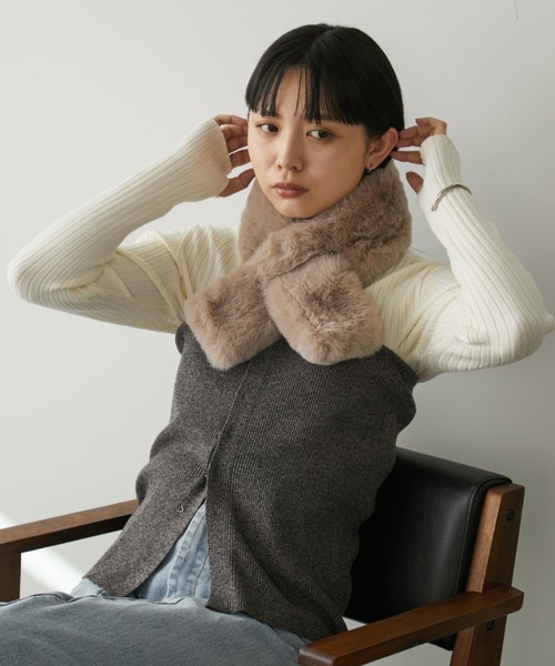 Aunt Marie's（アントマリーズ）の「ミニファーティペット/スヌード（ネックウォーマー/スヌード・レディース・チャコールグレー/モカ/ベージュ・FREE）」の18枚目の写真