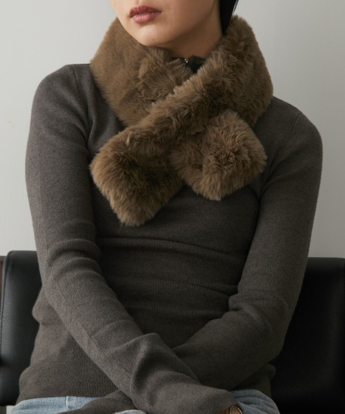 Aunt Marie's（アントマリーズ）の「ミニファーティペット/スヌード（ネックウォーマー/スヌード・レディース・チャコールグレー/モカ/ベージュ・FREE）」の15枚目の写真