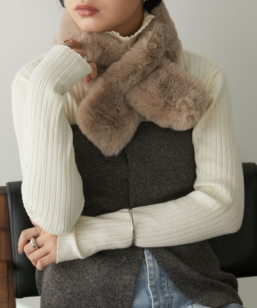 Aunt Marie's（アントマリーズ）の「ミニファーティペット/スヌード（ネックウォーマー/スヌード・レディース・チャコールグレー/モカ/ベージュ・FREE）」の22枚目の写真