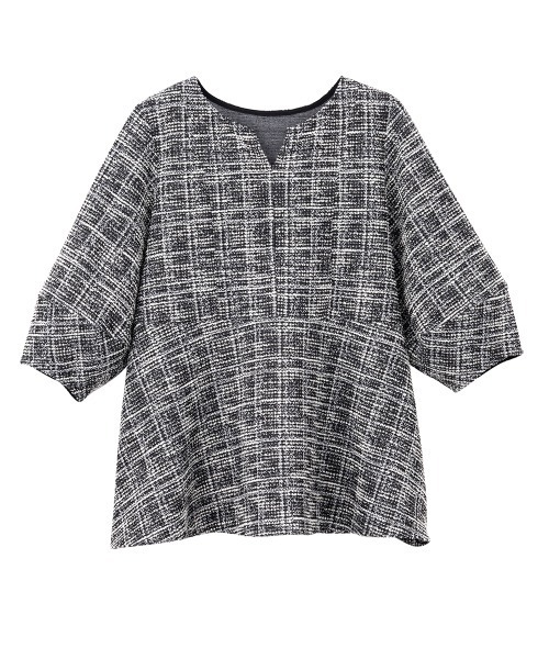 RANAN(ラナン)の「カットツイードペプラムブラウス(Tシャツ/カットソー・レディース・ベージュ/ブラック系その他・LL/L/M)」の10枚目の写真