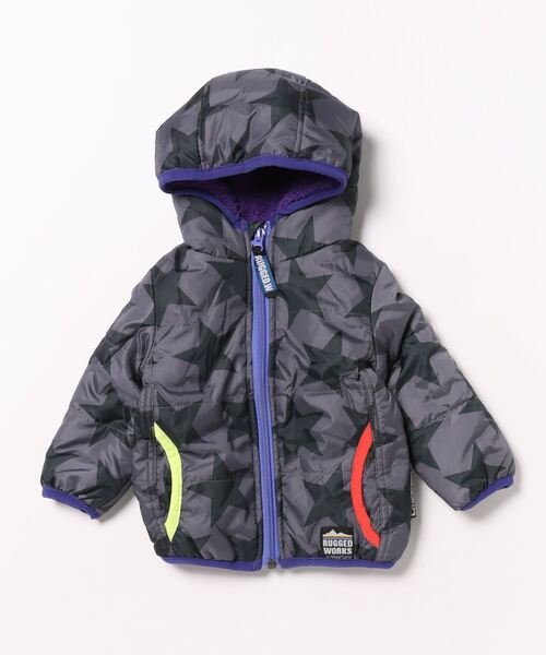 RUGGEDWORKS（ラゲッドワークス）の「星柄フードジャケット（ブルゾン・キッズ・チャコールグレー/ブルーパープル・80ｃｍ）」の2枚目の写真