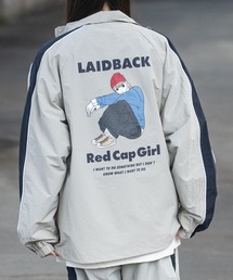Red Cap Girl（レッドキャプガール）の「【a-r】〔RedCapGirl/レッドキャップガール〕ラバーイラスト サイドライン ナイロンラグランジャケット（ナイロンジャケット）」