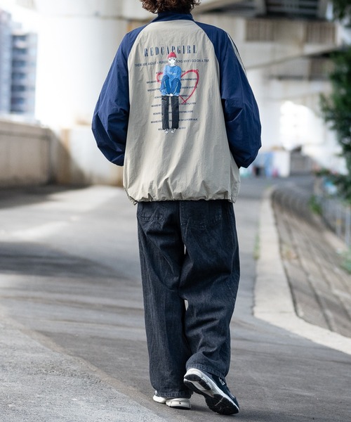 Red Cap Girl（レッドキャプガール）の「【a-r】〔RedCapGirl/レッドキャップガール〕ラバーイラスト サイドライン ナイロンラグランジャケット（ナイロンジャケット・メンズ・ネイビー/ブラック/カーキ/チャコールグレー/ネイビー系/ライトグレー/ブラック系・MEDIUM/LARGE）」の15枚目の写真