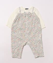 kladskap | お尻ウサギ花柄切替長袖カバーオール(ロンパース)