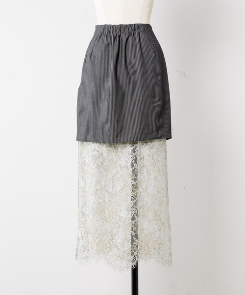 INTER FACTORY（インターファクトリー）の「mai - レースドッキングロングスカート - made in  INTERFACTORY（スカート・レディース・ネイビー/グレー・MEDIUM/SMALL）」の18枚目の写真