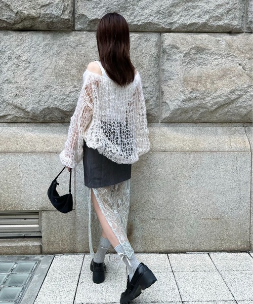 INTER FACTORY（インターファクトリー）の「mai - レースドッキングロングスカート - made in  INTERFACTORY（スカート・レディース・ネイビー/グレー・MEDIUM/SMALL）」の8枚目の写真