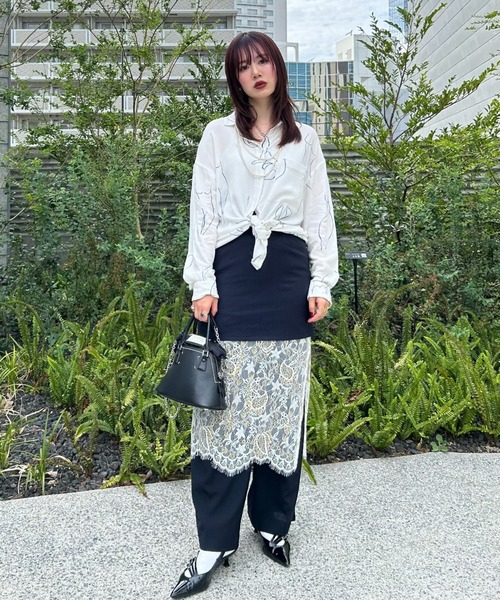 INTER FACTORY（インターファクトリー）の「mai - レースドッキングロングスカート - made in  INTERFACTORY（スカート・レディース・ネイビー/グレー・MEDIUM/SMALL）」の13枚目の写真