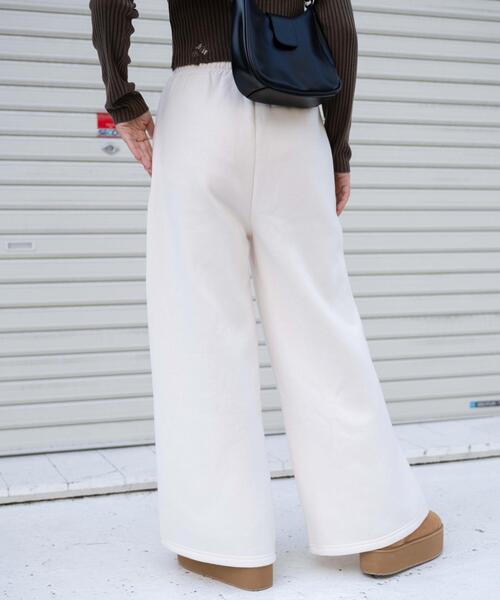 WEGO（ウィゴー）の「WEGO/グラフィック刺繍裏起毛ワイドスウェットパンツ（スウェットパンツ・レディース・アイボリー/ダークグレー・FREE）」の10枚目の写真