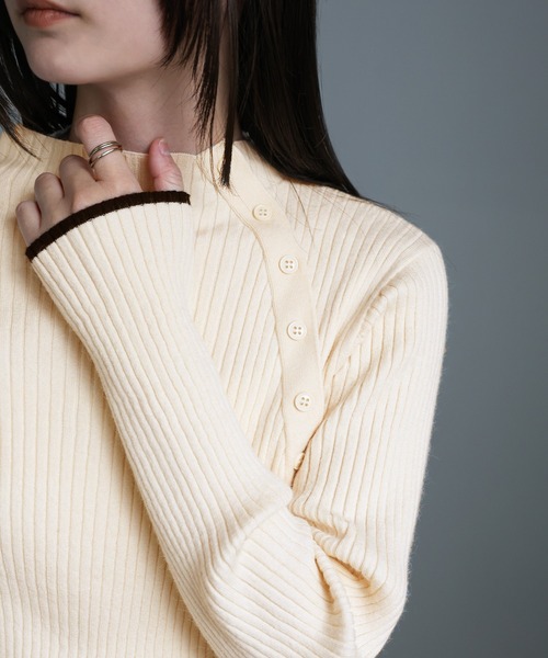 サイドボタンデザイントップス（Tシャツ/カットソー）｜select