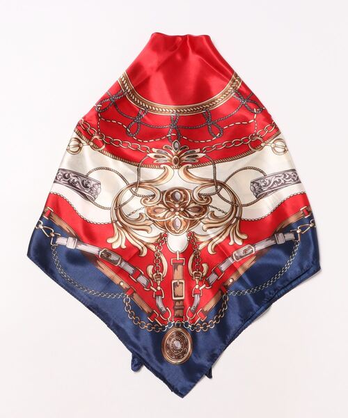 BAYBLO（ベイブロ）の「(SB)【ユニセックス】【リング付き】プリント 大判 スカーフ[90cm×90cm]（バンダナ/スカーフ・レディース・ブルー系/グリーン系/オレンジ系/ネイビー系/レッド系・ONE SIZE）」の6枚目の写真