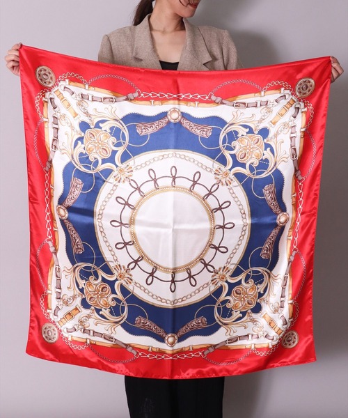 BAYBLO（ベイブロ）の「(SB)【ユニセックス】【リング付き】プリント 大判 スカーフ[90cm×90cm]（バンダナ/スカーフ・レディース・ブルー系/グリーン系/オレンジ系/ネイビー系/レッド系・ONE SIZE）」の22枚目の写真