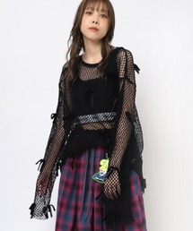 RNA | M2315 リボンメッシュオーバーＴ(Tシャツ/カットソー)