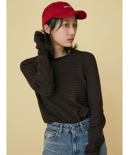Ungrid（アングリッド）の「【WEB限定】ボーダークルーネックニット（ニット/セーター・レディース・ブラウン/グリーン/オフホワイト/ブルー・FREE）」の6枚目の写真
