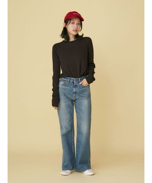 Ungrid（アングリッド）の「【WEB限定】ボーダークルーネックニット（ニット/セーター・レディース・ブラウン/グリーン/オフホワイト/ブルー・FREE）」の9枚目の写真