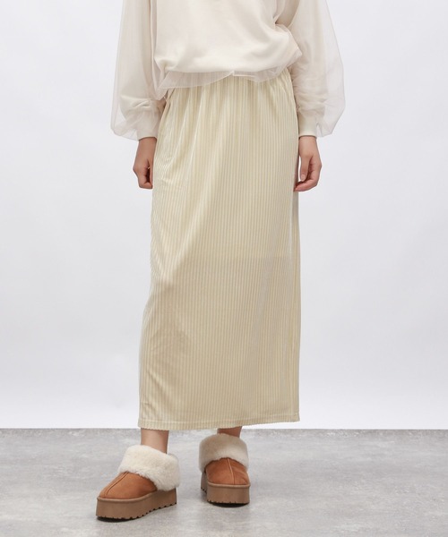 LAKOLE（ラコレ）の「ベロアリブナロースカート / 148118（スカート・レディース・アイボリー/ブラック/グレー/モカ・FREE）」の2枚目の写真