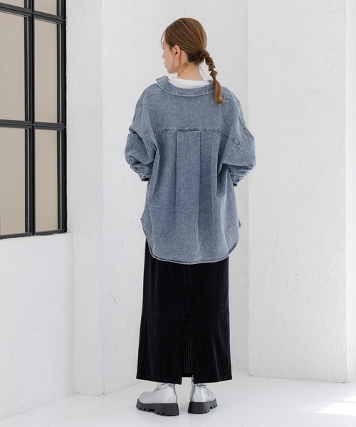 LAKOLE（ラコレ）の「ベロアリブナロースカート / 148118（スカート・レディース・アイボリー/ブラック/グレー/モカ・FREE）」の14枚目の写真