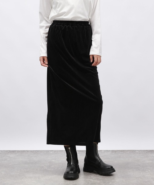 LAKOLE（ラコレ）の「ベロアリブナロースカート / 148118（スカート・レディース・アイボリー/ブラック/グレー/モカ・FREE）」の11枚目の写真