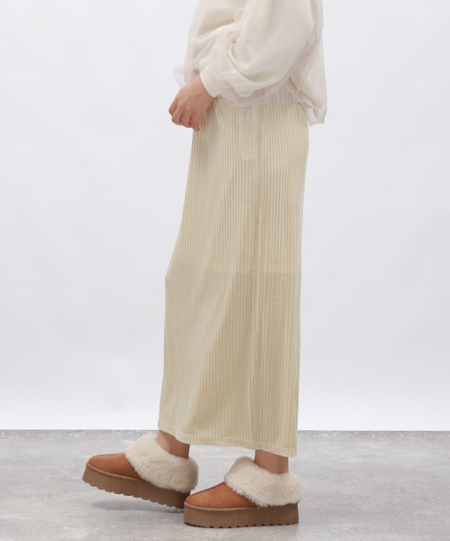 LAKOLE（ラコレ）の「ベロアリブナロースカート / 148118（スカート・レディース・アイボリー/ブラック/グレー/モカ・FREE）」の9枚目の写真