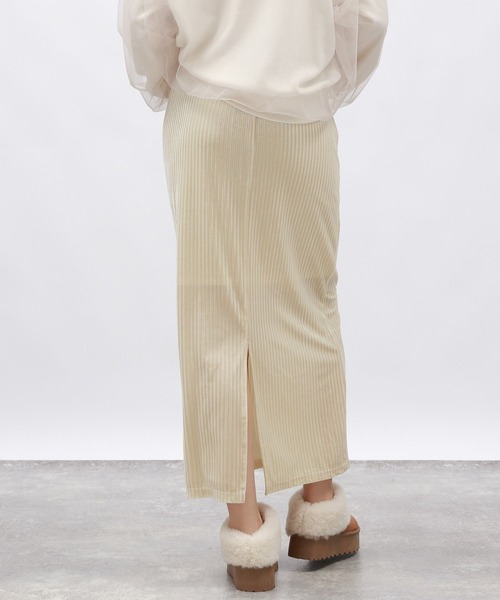 LAKOLE（ラコレ）の「ベロアリブナロースカート / 148118（スカート・レディース・アイボリー/ブラック/グレー/モカ・FREE）」の10枚目の写真