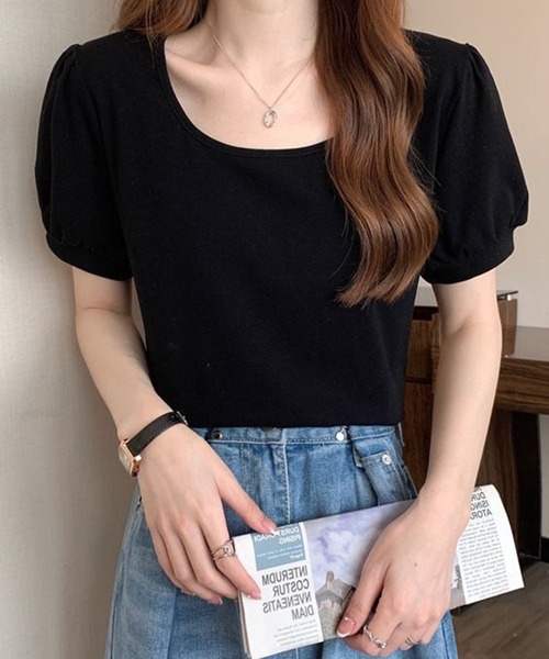 Dewlily（デューリリー）の「バルーンスリーブTシャツ（Tシャツ/カットソー・レディース・ホワイト/ピンク/グリーン/ライトピンク/ブラック・XL/L/M）」の6枚目の写真