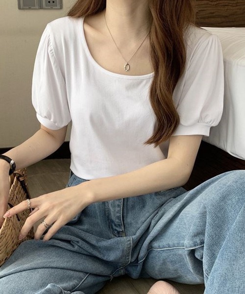 Dewlily（デューリリー）の「バルーンスリーブTシャツ（Tシャツ/カットソー・レディース・ホワイト/ピンク/グリーン/ライトピンク/ブラック・XL/L/M）」の7枚目の写真