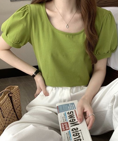 Dewlily（デューリリー）の「バルーンスリーブTシャツ（Tシャツ/カットソー・レディース・ホワイト/ピンク/グリーン/ライトピンク/ブラック・XL/L/M）」の11枚目の写真