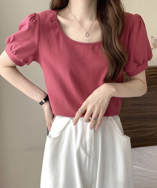 Dewlily（デューリリー）の「バルーンスリーブTシャツ（Tシャツ/カットソー・レディース・ホワイト/ピンク/グリーン/ライトピンク/ブラック・XL/L/M）」の12枚目の写真