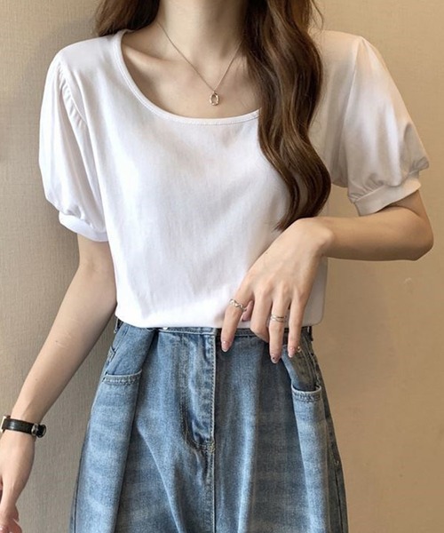 Dewlily（デューリリー）の「バルーンスリーブTシャツ（Tシャツ/カットソー・レディース・ホワイト/ピンク/グリーン/ライトピンク/ブラック・XL/L/M）」の14枚目の写真