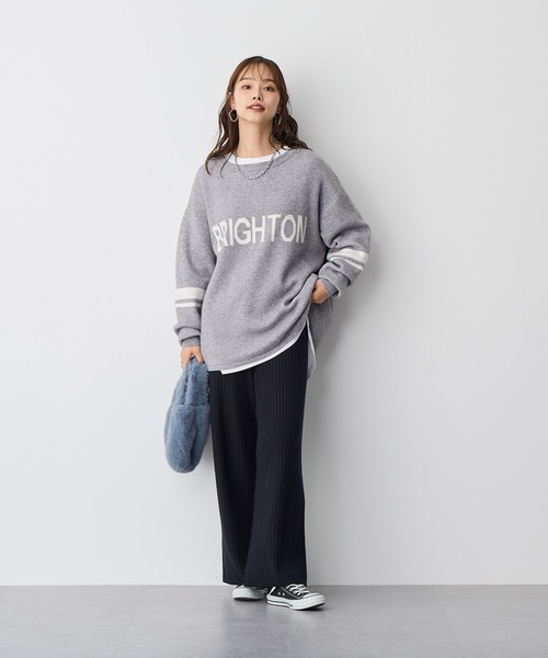 anyfee（エニフィー）の「【anyfee】ジャガードロゴニットプルオーバー《大きいサイズ/プラスサイズ》（ニット/セーター・レディース・ブラック/杢グレー/イエロー・4L/5L/LL/3L）」の4枚目の写真
