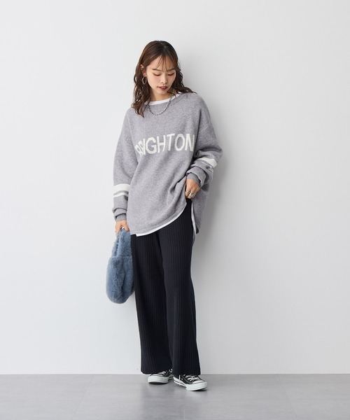 anyfee（エニフィー）の「【anyfee】ジャガードロゴニットプルオーバー《大きいサイズ/プラスサイズ》（ニット/セーター・レディース・ブラック/杢グレー/イエロー・4L/5L/LL/3L）」の5枚目の写真