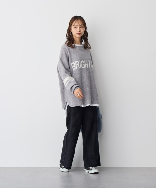 anyfee（エニフィー）の「【anyfee】ジャガードロゴニットプルオーバー《大きいサイズ/プラスサイズ》（ニット/セーター・レディース・ブラック/杢グレー/イエロー・4L/5L/LL/3L）」の9枚目の写真