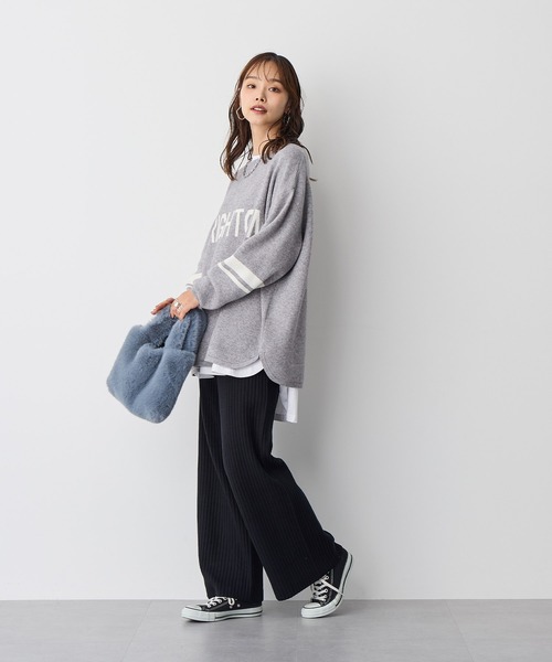 anyfee（エニフィー）の「【anyfee】ジャガードロゴニットプルオーバー《大きいサイズ/プラスサイズ》（ニット/セーター・レディース・ブラック/杢グレー/イエロー・4L/5L/LL/3L）」の14枚目の写真