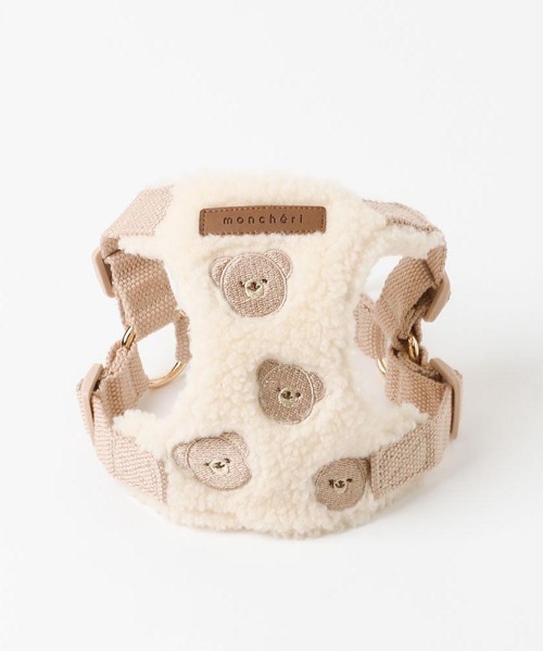 くまさん刺繍ボアハーネス+リードSET（リード/ハーネス/首輪）｜moncheri（モンシェリ）