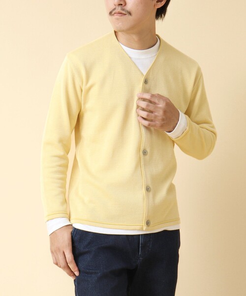 NOLLEY’S(ノーリーズ)の「《2点セット》SIX FUNCTION ボーダーVネックニットカーディガン(ロンT付き)(カーディガン/ボレロ・メンズ・イエロー/ネイビー/パープル/グレイッシュブルー・S/M/L)」の10枚目の写真